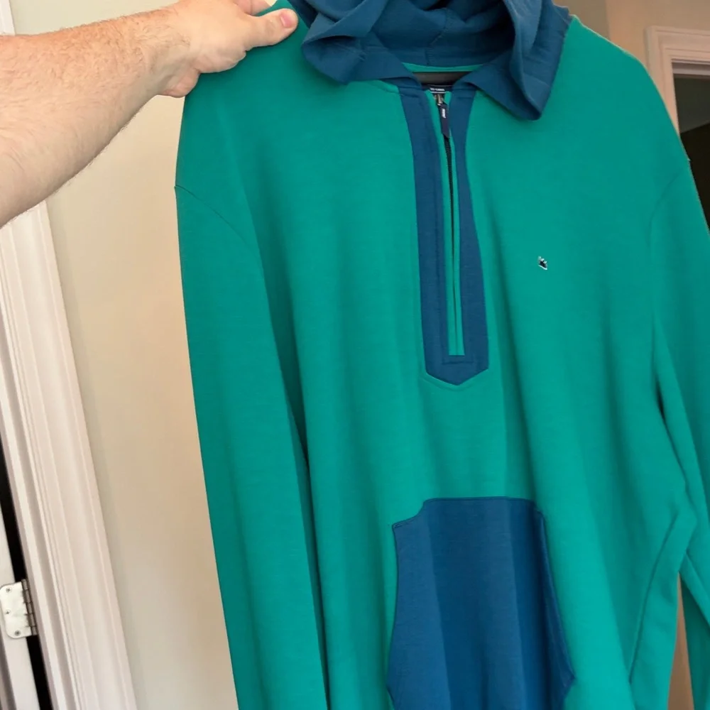 crown & ivy Teal and Navy Zip-Up Hooded Sweater